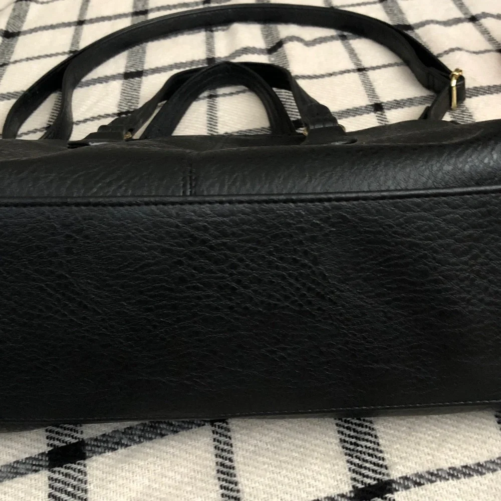 Bueno Black Structured Satchel with Gold Hardware